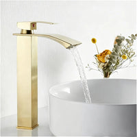 Torneira Banheiro Cascata Alta Metal Inox Monocomando 30cm
