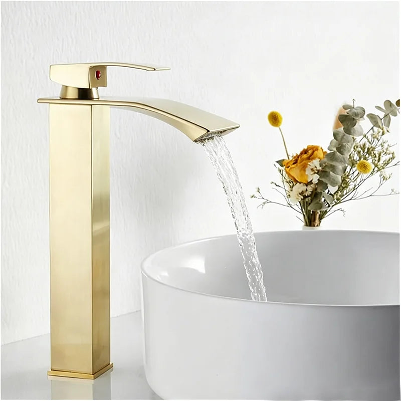Torneira Banheiro Cascata Alta Metal Inox Monocomando 30cm