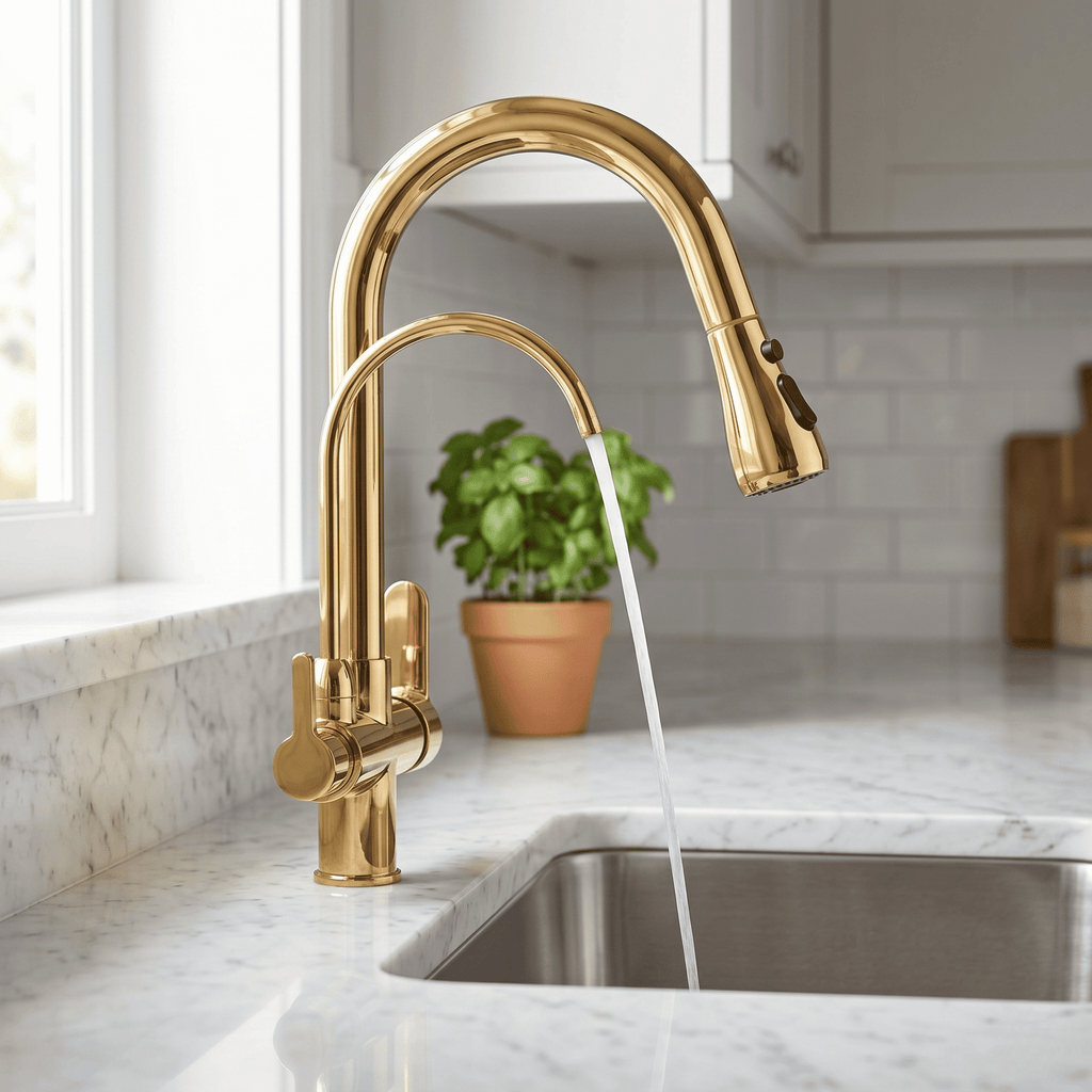 Torneira Para Cozinha Com Filtro Gourmet Monocomando Dourado
