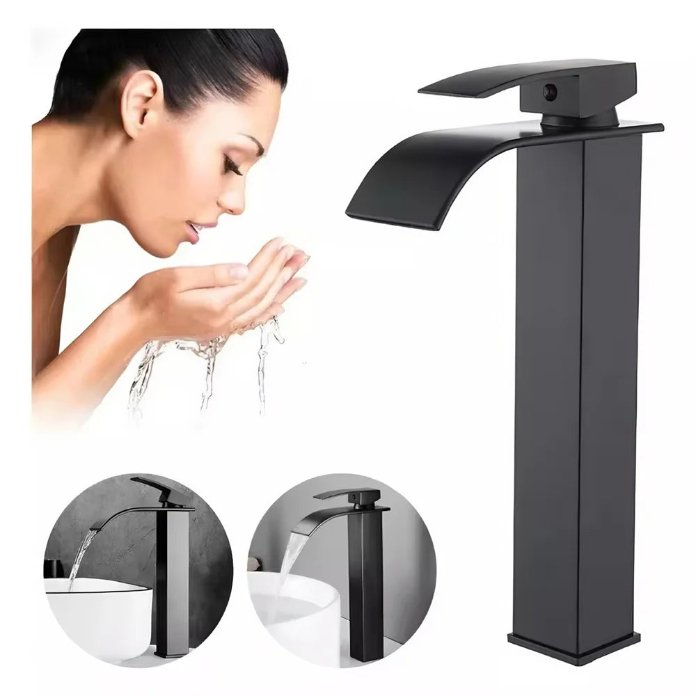 Torneira Banheiro Cascata Alta Metal Inox Monocomando 30cm