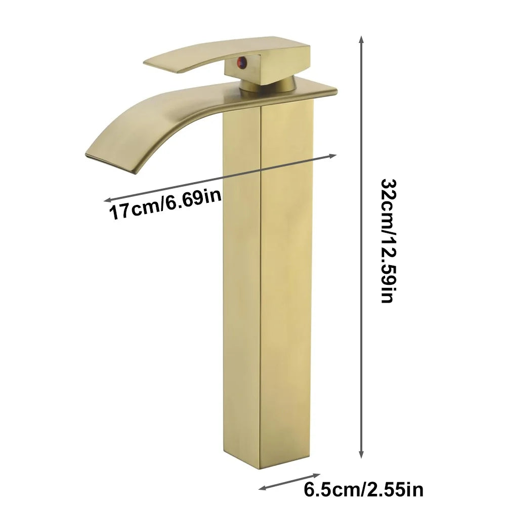 Torneira Banheiro Cascata Alta Metal Inox Monocomando 30cm