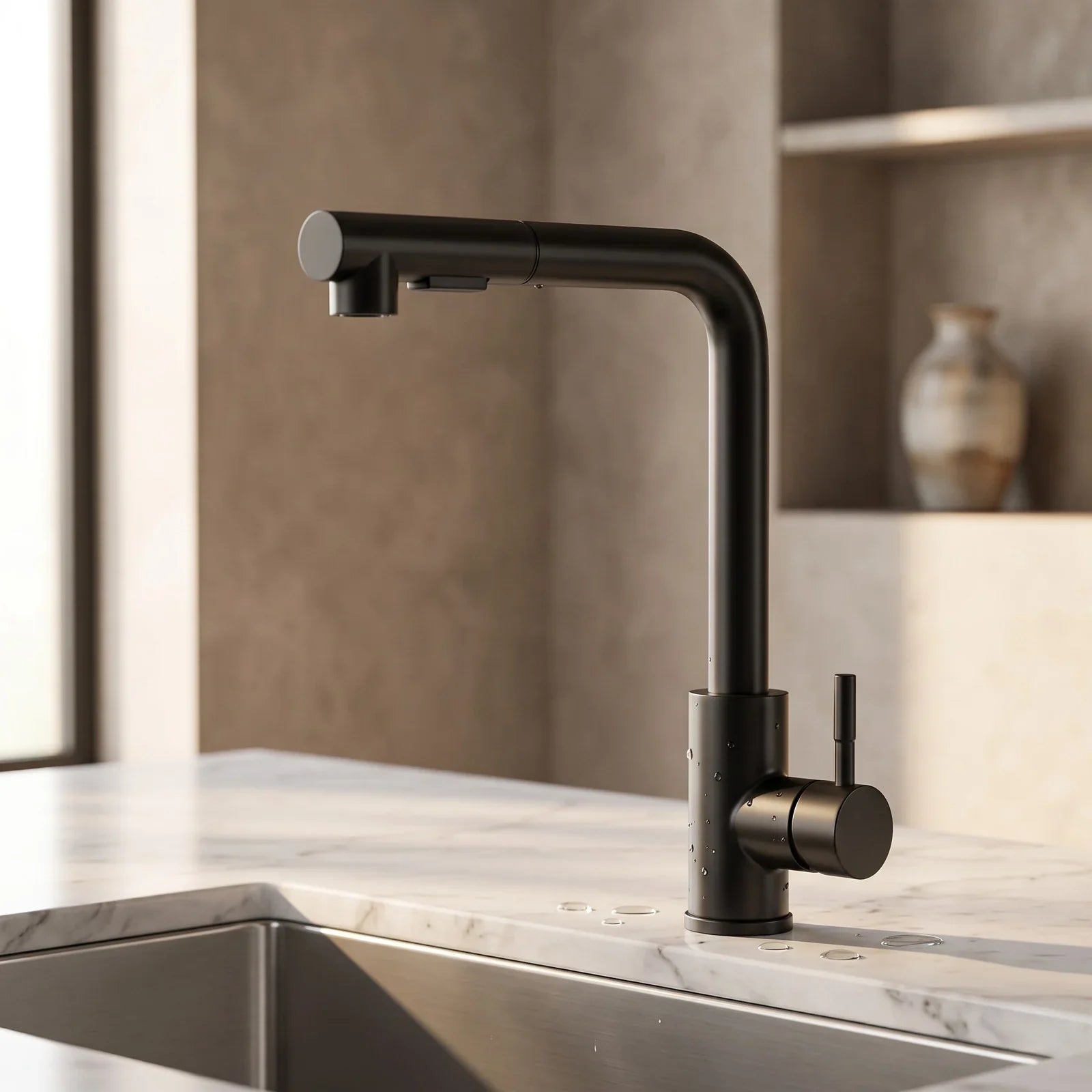 Torneira Gourmet Retratil 360 Monocomando Preto Fosco para Cozinha