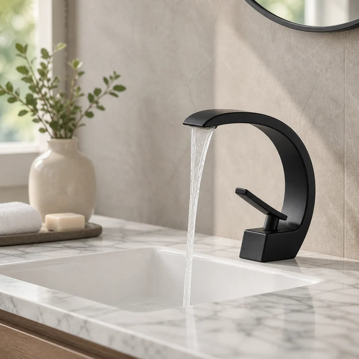 Torneira para Banheiro Monocomando Luxury Preto Fosco Quente e Fria