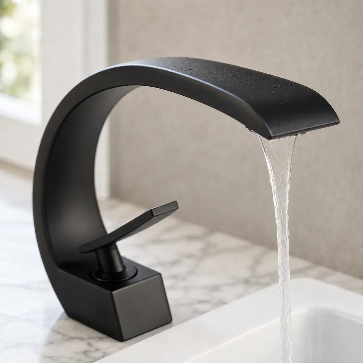 Torneira para Banheiro Monocomando Luxury Preto Fosco Quente e Fria