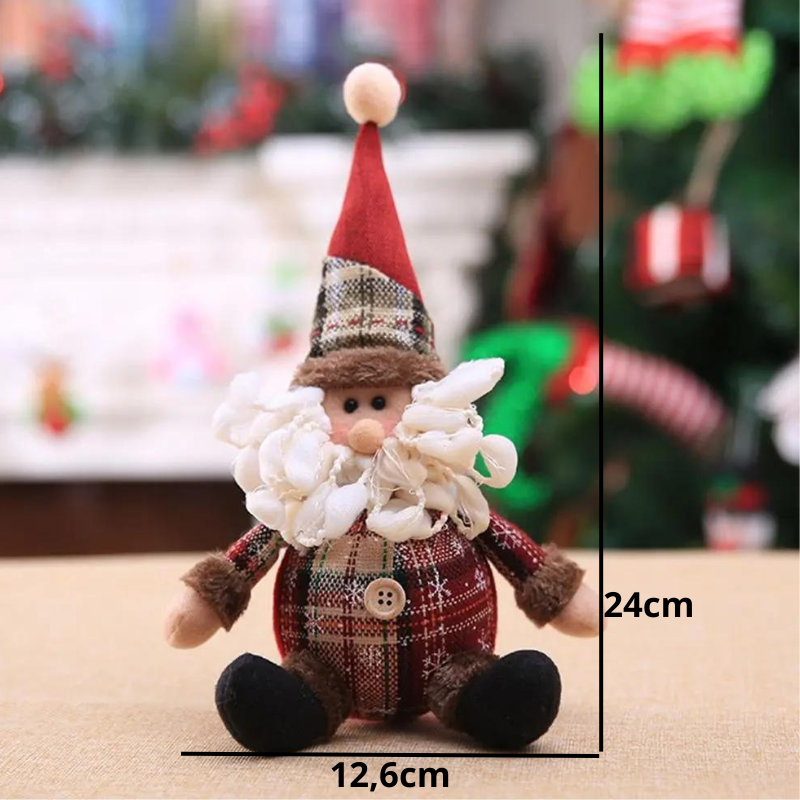 Bonecos de Pelúcia Natalinos: Papai Noel, Neve e Alce