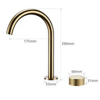 Torneira Misturador Banheiro Cascata Bancada 360° Aço Inox 2 Furos Dourado Escovado