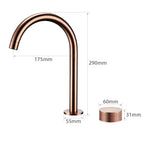 Torneira Misturador Banheiro Cascata Bancada 360° Aço Inox 2 Furos Ouro Rosé Escovado