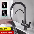 Torneira Gourmet Monocomando com Filtro e Jato Extensível Preto Fosco