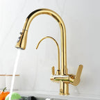 Torneira Gourmet Monocomando com Filtro e Jato Extensível Dourada