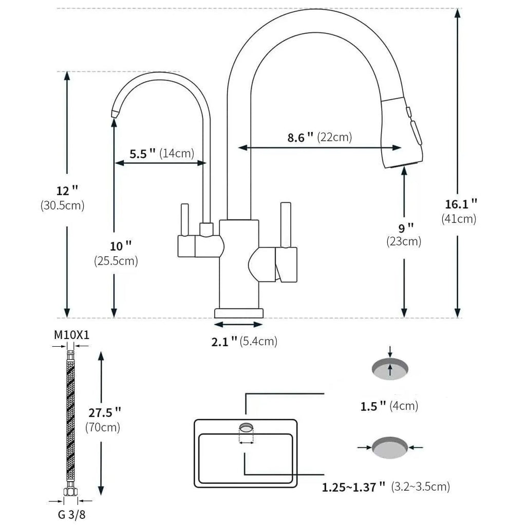 Torneira Para Cozinha Gourmet Monocomando Dupla Função Filtro Jato Extensível Aço Escovado