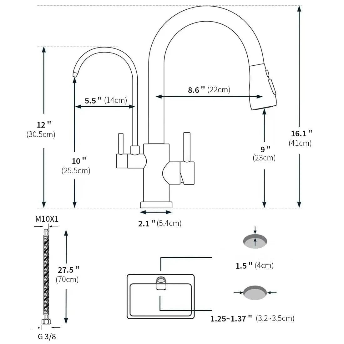 Torneira Para Cozinha Gourmet Monocomando Dupla Função Filtro Jato Extensível Aço Escovado