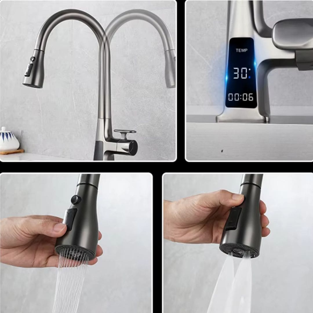 Torneira Para Cozinha Gourmet Monocomando Com Sensor Temperatura Rotação 360°