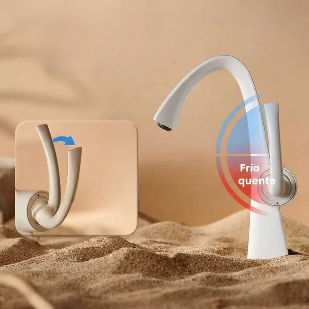 Torneira Para Banheiro Monocomando Com Misturador Minimalista Moderna Satin