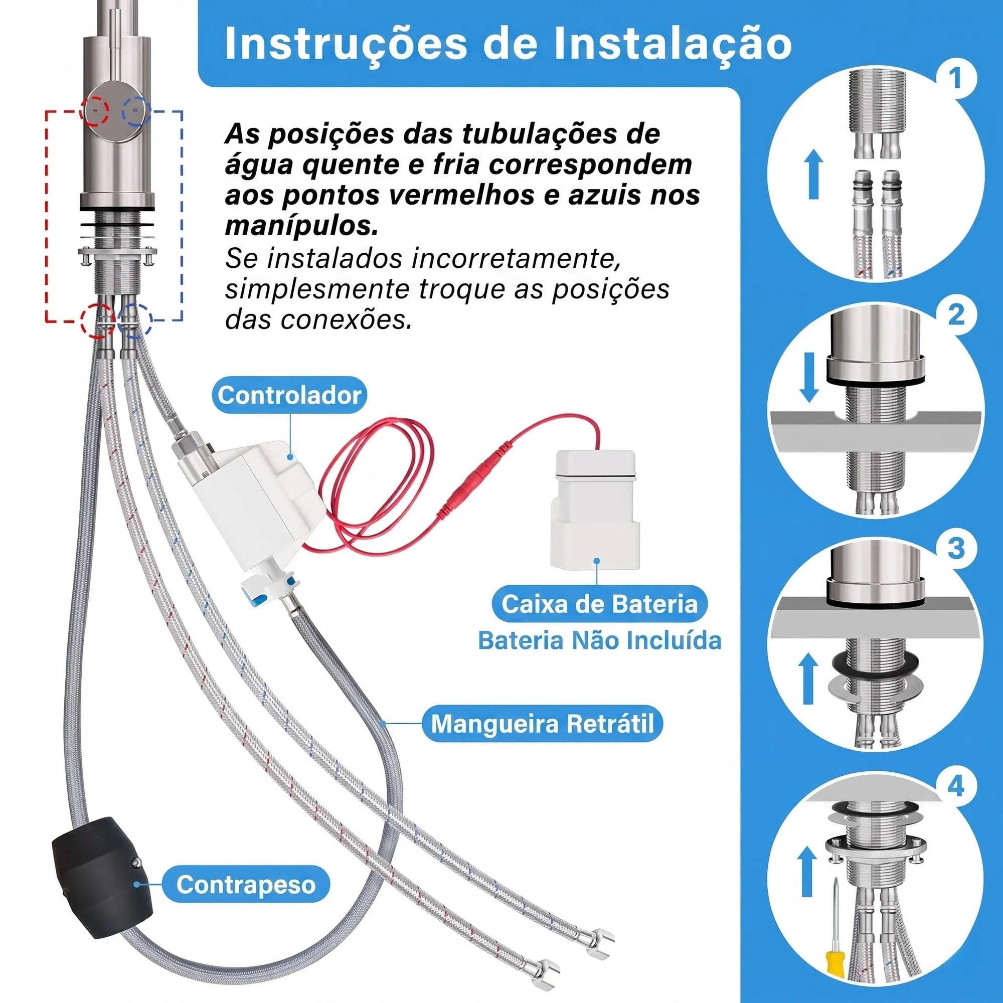 Torneira Monocomando para Cozinha Touch 360 Cromado Brilhante