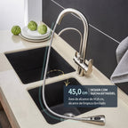 Torneira Gourmet Monocomando com Filtro e Jato Extensível Cromada