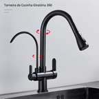 Torneira Com Filtro Para Cozinha Preta Gourmet Monocomando