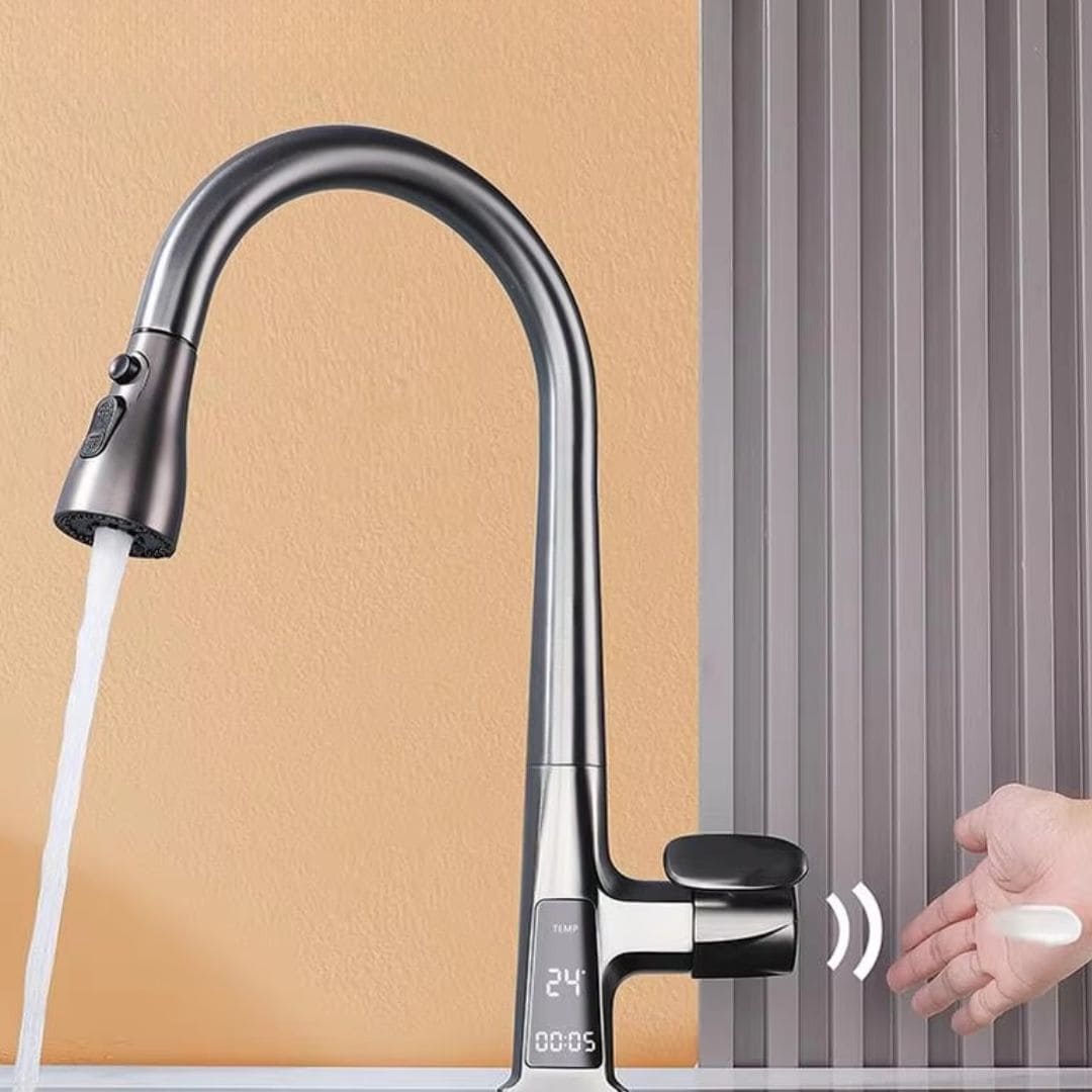 Torneira Para Cozinha Gourmet Monocomando Com Sensor Temperatura Rotação 360°