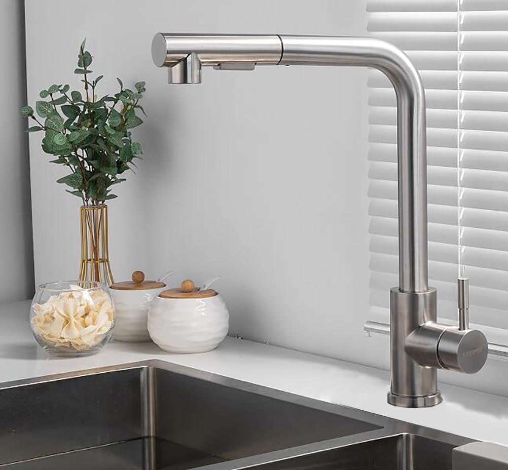 Torneira Gourmet Retratil 360 Monocomando Níquel Escovado para Cozinha