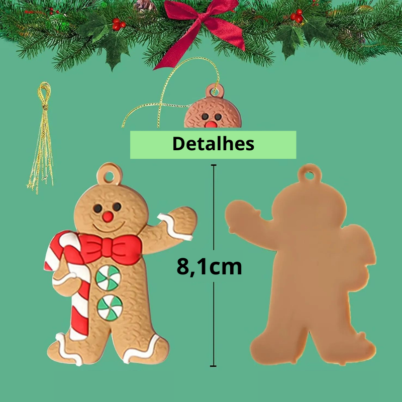 Kit 12 Enfeites de Biscoito para Árvore de Natal