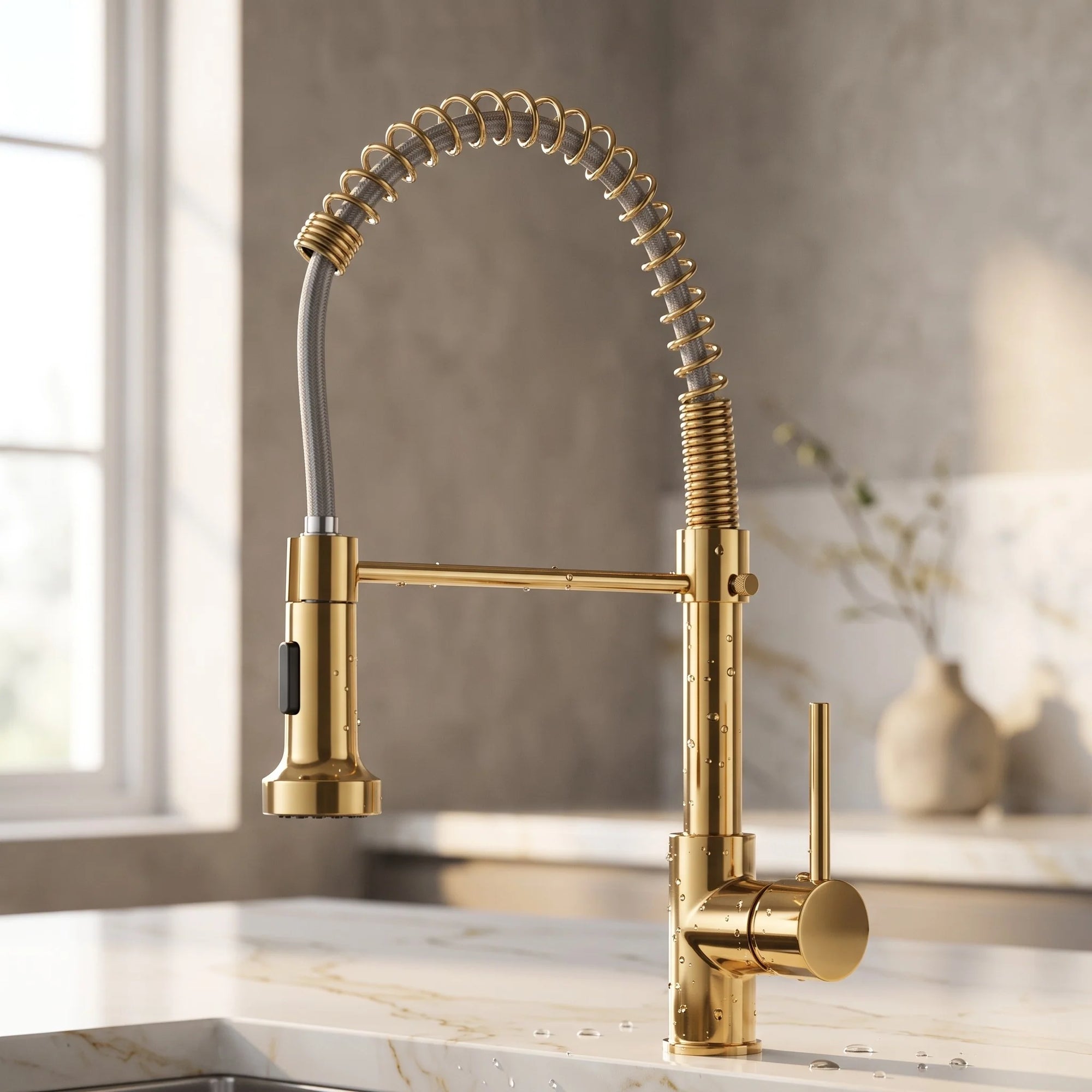 Torneira Gourmet Cozinha com Extensor Dourada Quente e Fria
