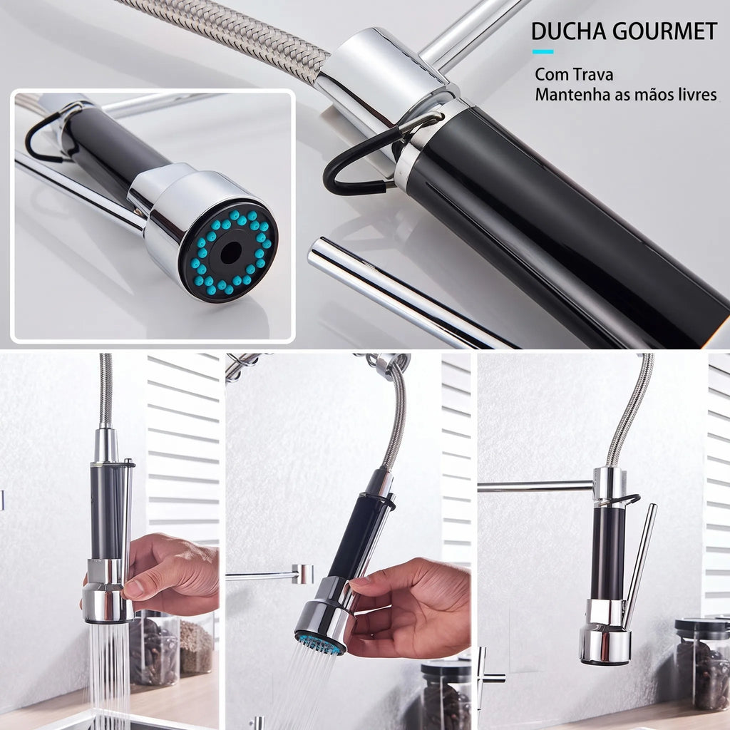 Torneira Gourmet de Parede Aura Cromada para Cozinha