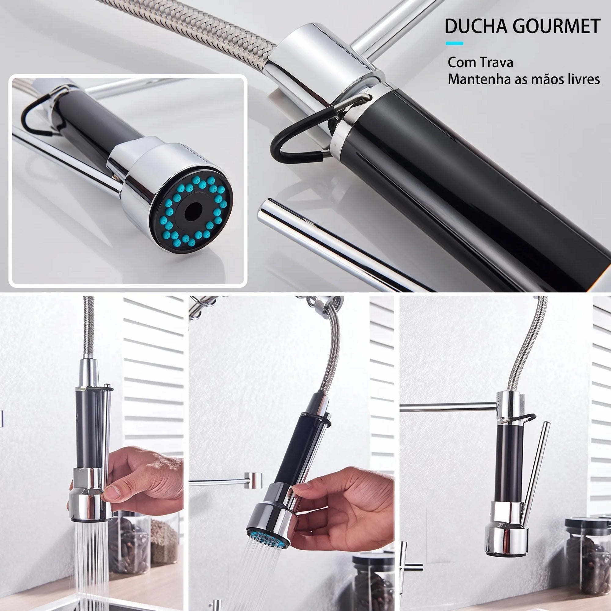 Torneira Gourmet de Parede Aura Cromada para Cozinha