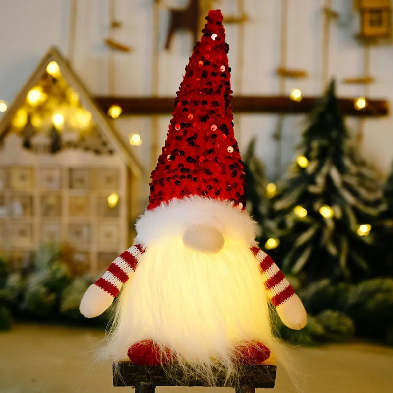 Gnomo de Natal Iluminado 30cm Decorativo