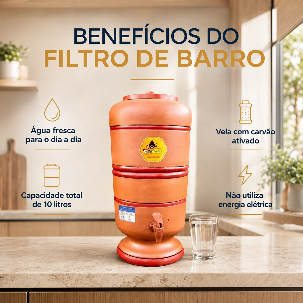 Filtro de Barro com Vela de Carvão Ativado