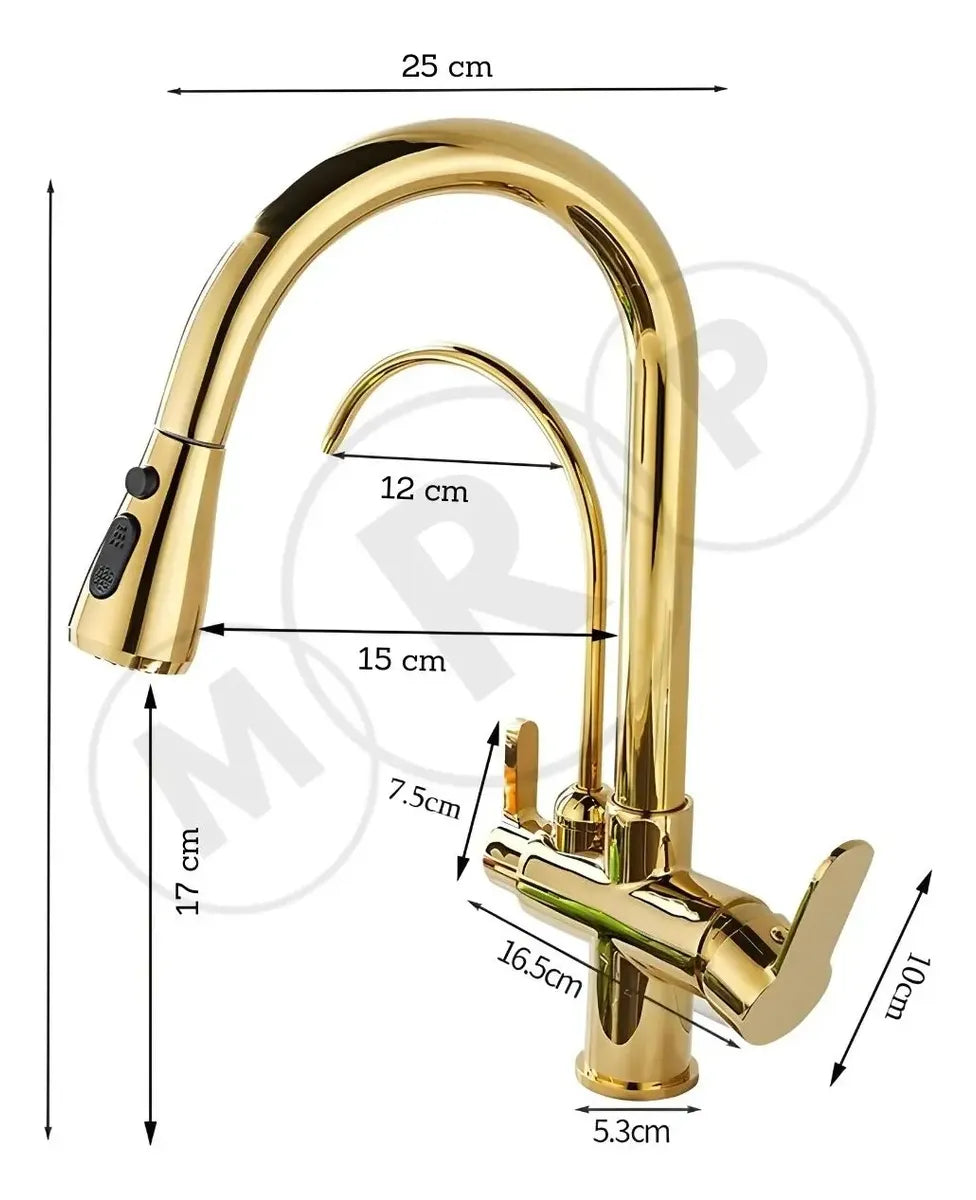 Torneira Para Cozinha Com Filtro Gourmet Monocomando Dourado