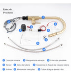 Torneira Para Cozinha Monocomando Com Misturador Dourado Escovado