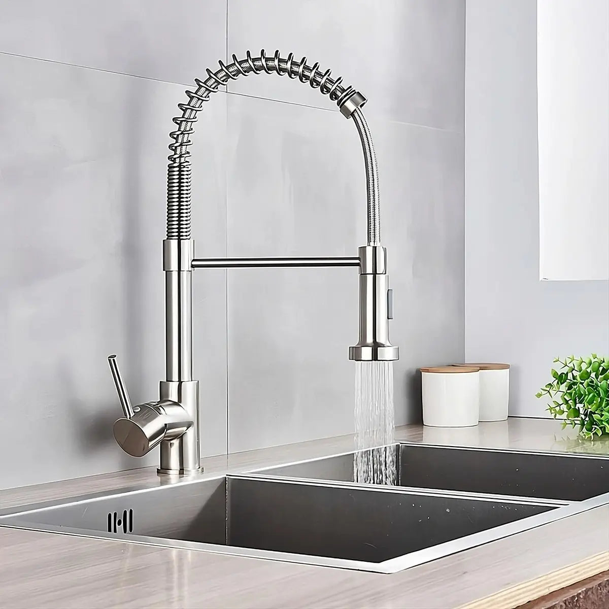 Torneira Gourmet Cozinha com Extensor Aço Escovado Quente e Fria