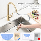 Torneira Para Cozinha Monocomando Com Misturador Dourado Escovado