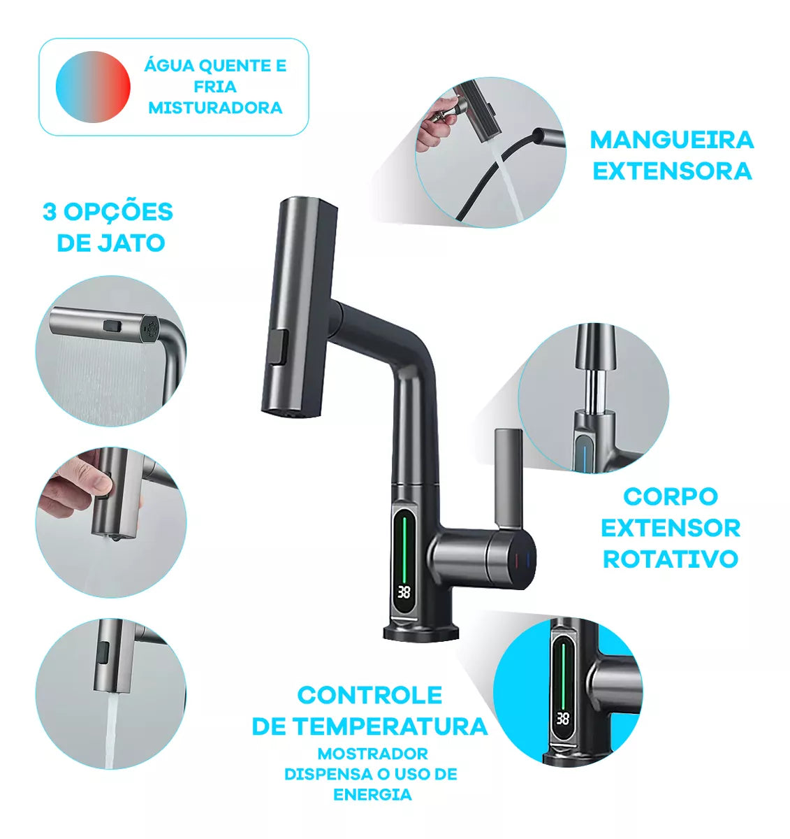 Torneira Gourmet Digital Com Sensor De Temperatura