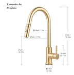 Torneira Para Cozinha Monocomando Com Misturador Dourado Escovado