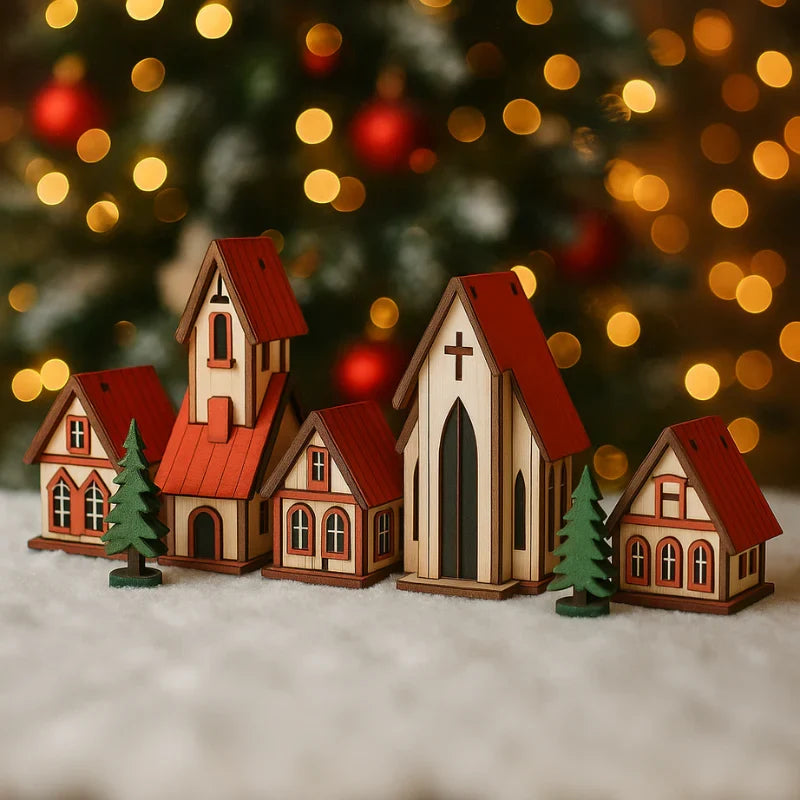 Vila de Natal com 5 Casinhas Decorativas em MDF