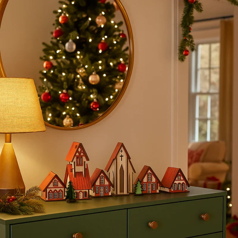 Vila de Natal com 5 Casinhas Decorativas em MDF