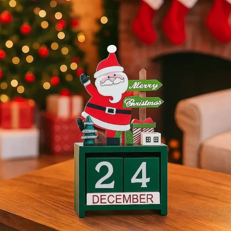 Calendário do Advento de Natal em Madeira MDF