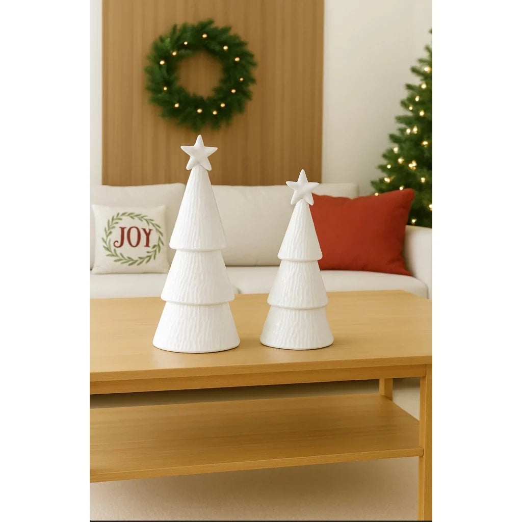 Kit 2 Árvores de Natal em Cerâmica para Mesa