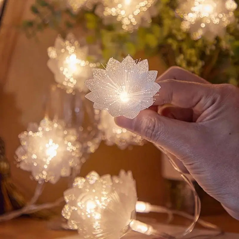 Cordão de Luzes de Natal LED com Flores