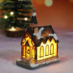 Casas de Natal Iluminadas em Resina para Decoração