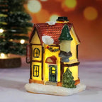Casas de Natal Iluminadas em Resina para Decoração