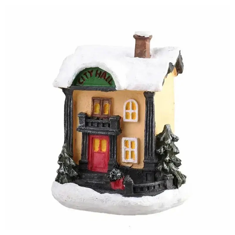 Casas de Natal Iluminadas em Resina para Decoração