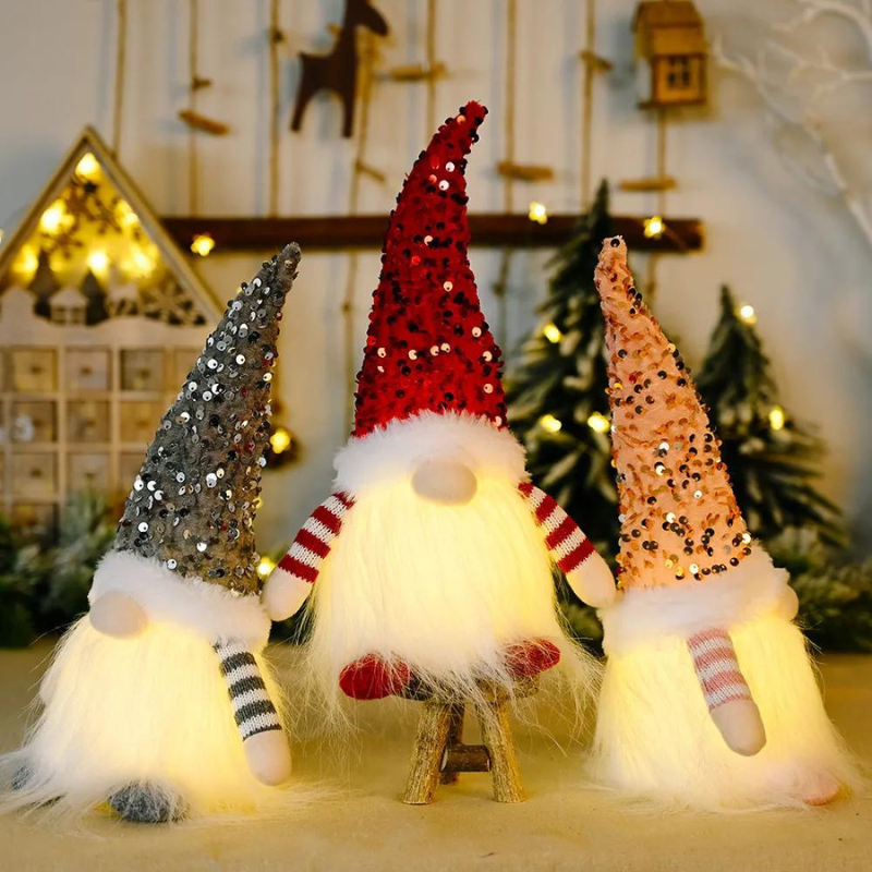 Gnomo de Natal Iluminado 30cm Decorativo