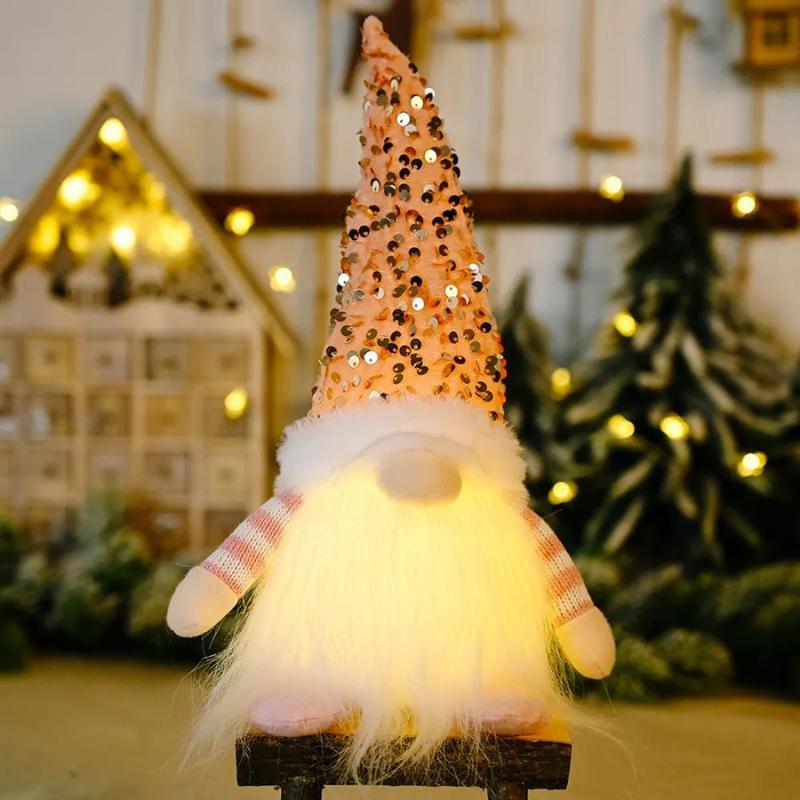 Gnomo de Natal Iluminado 30cm Decorativo