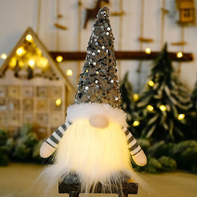 Gnomo de Natal Iluminado 30cm Decorativo