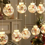 Varal de Luzes de Natal LED com Papai Noel e Boneco de Neve