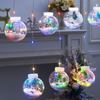 Varal de Luzes de Natal LED com Papai Noel e Boneco de Neve