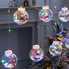 Varal de Luzes de Natal LED com Papai Noel e Boneco de Neve