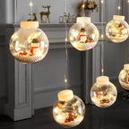 Varal de Luzes de Natal LED com Papai Noel e Boneco de Neve