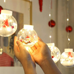 Varal de Luzes de Natal LED com Papai Noel e Boneco de Neve